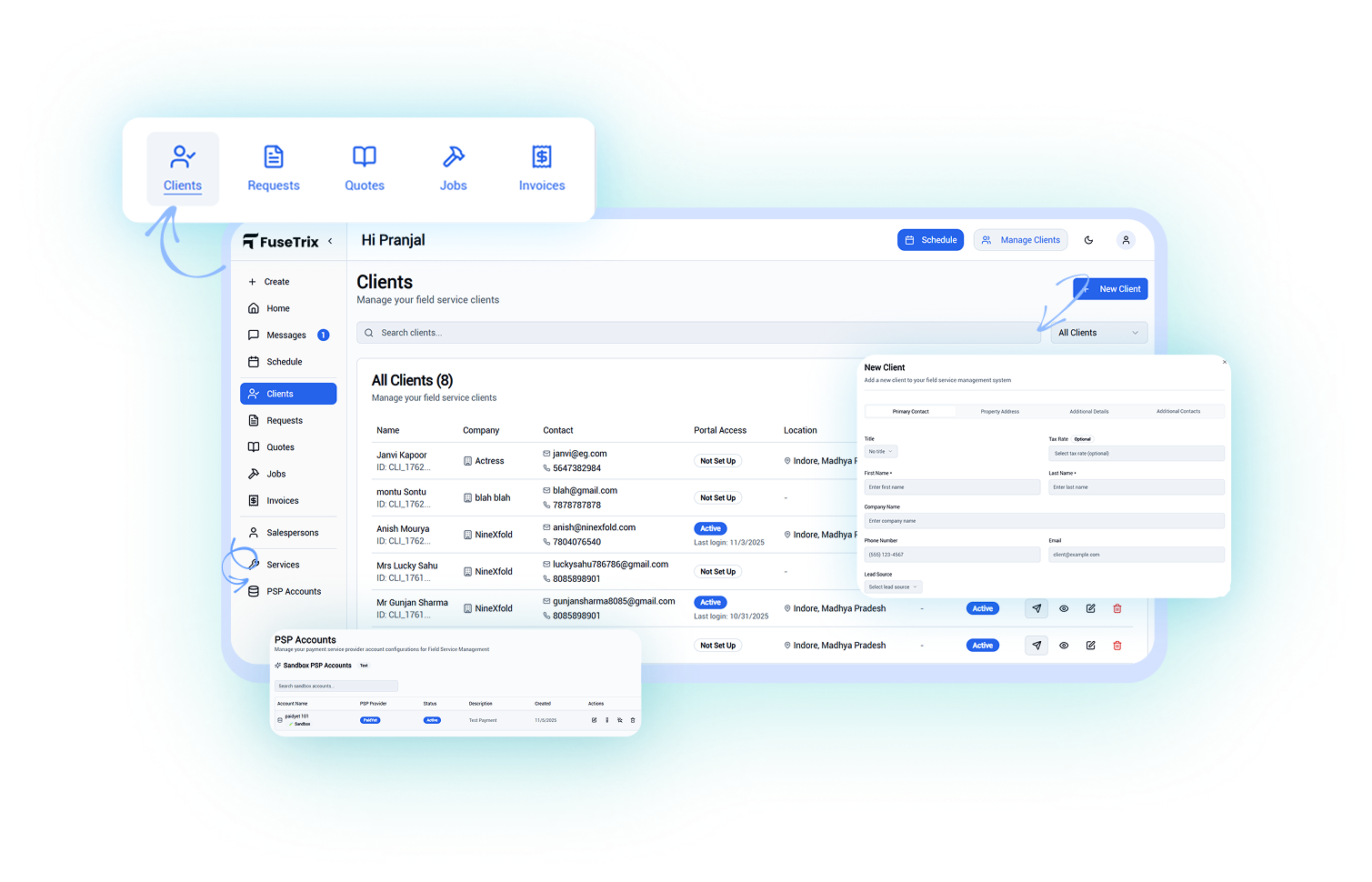 FuseTrix Field Service Management Dashboard